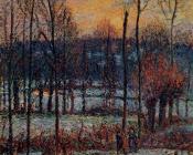 卡米耶 毕沙罗 : The Effect of Snow, Sunset, Eragny